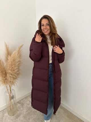 Burgundy puffer coat
