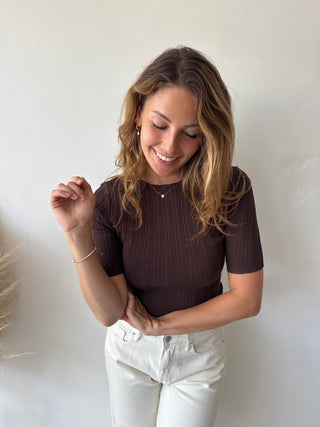 Brown ribbed top