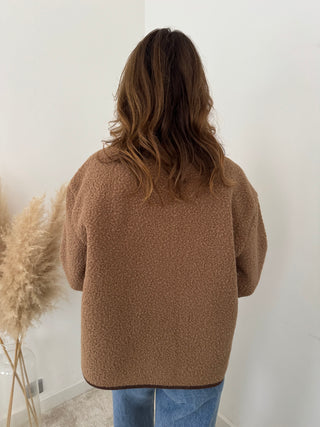 Brown details taupe jacket