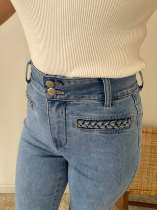 Blue braided jeans