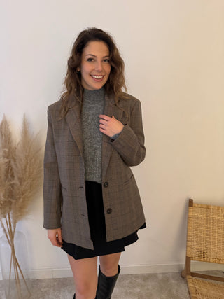 Brown checked blazer