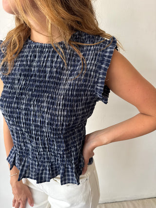 Navy smock top