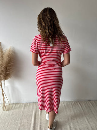 Fuchsia pink striped knot dress