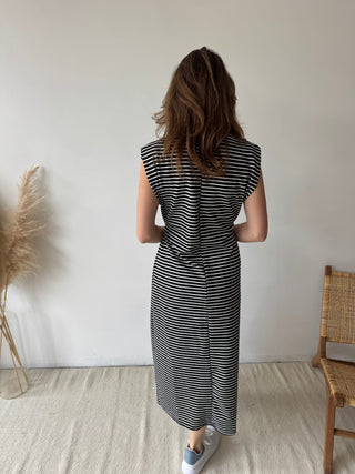 Black striped maxi dress