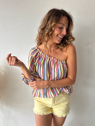 Colorful one shoulder top