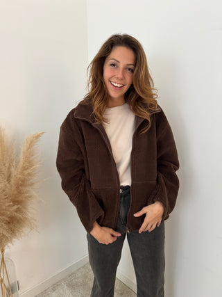 Brown teddy vest