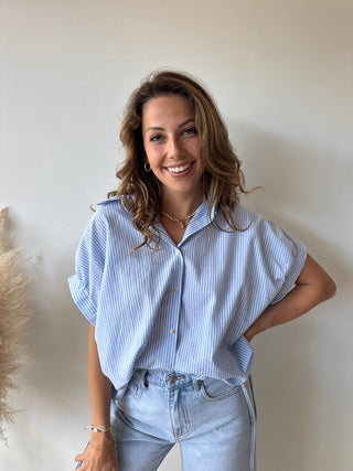 Be happy blue striped shirt