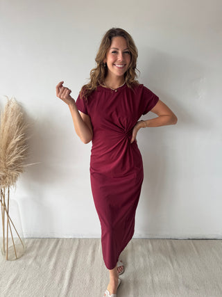 Plum knot t-shirt dress