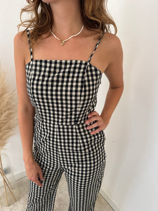 Black white vichy jumpsuit