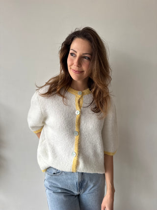 Yellow detail button knit