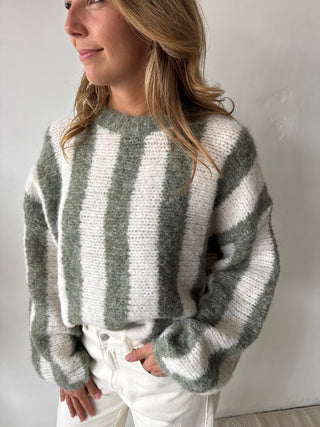 Olive striped knit