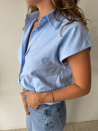 Blue sleeveless shirt