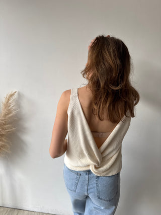 Knot back white top