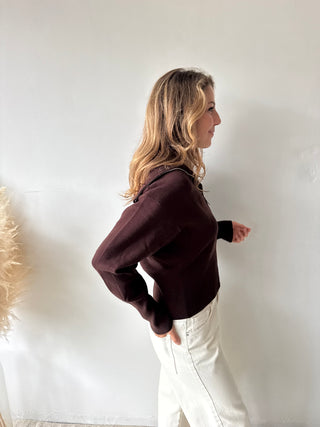 Brown zipper knit