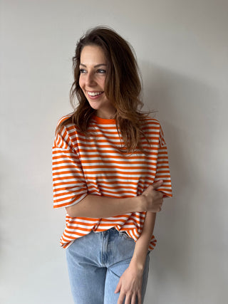 Orange striped t-shirt