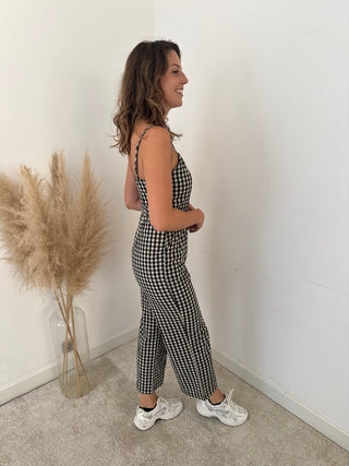 Black white vichy jumpsuit