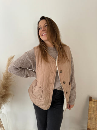 Beige quilted bodywarmer