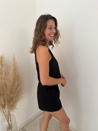 Black linen summer set
