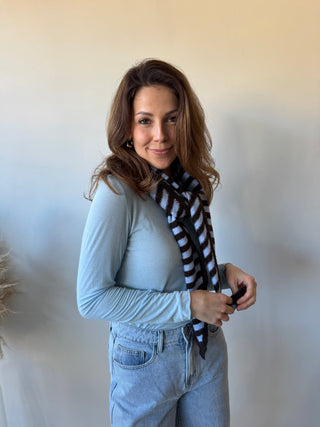 Brown blue striped scarf