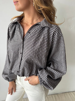 Brown checked blouse