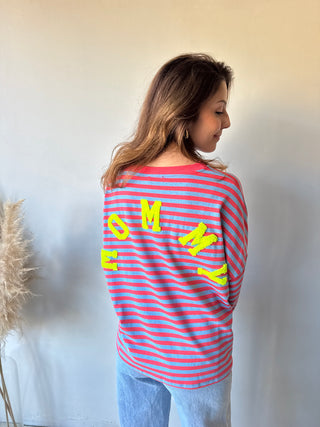 Yellow mommy striped sweater