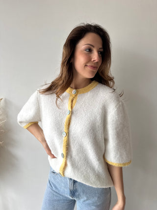 Yellow detail button knit