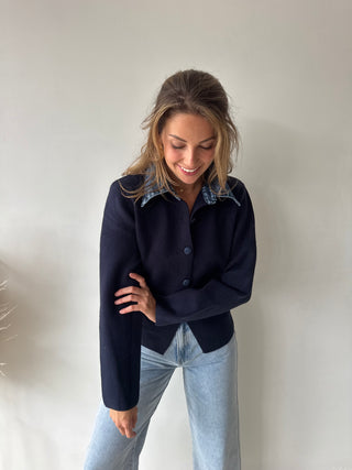 Denim details navy knit
