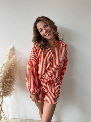 Orange striped lemon comfy set