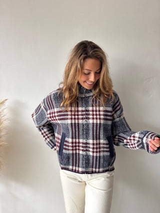 Burgundy blue soft cardigan