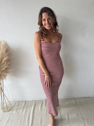 Red striped bodycon dress