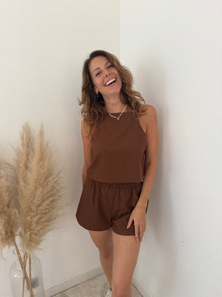Brown linen summer set