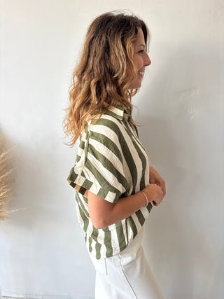 Kaki striped tetra top