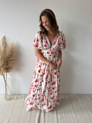Peach green maxi dress