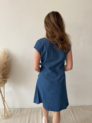 Blue denim knot dress
