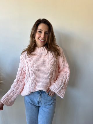 Pink cable knit