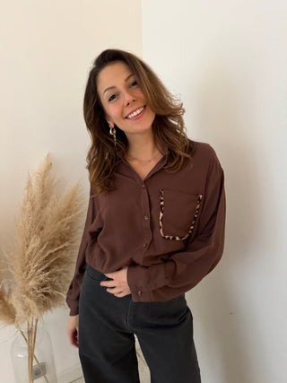 Leopard blouse brown blouse