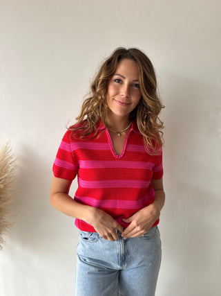 Fuchsia pink striped top
