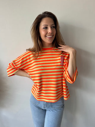 Orange yellow striped top