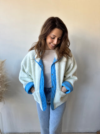 Blue teddy reversible jacket