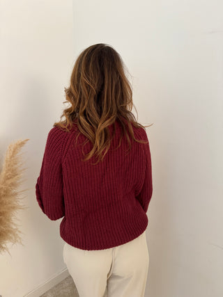 Burgundy braided knit