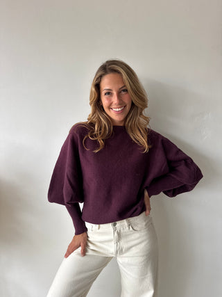 Soft boatneck burgundy knit