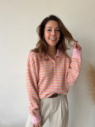 Pink orange soft polo knit