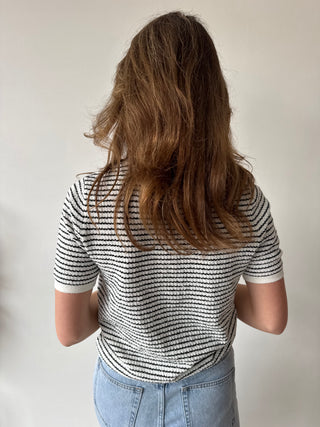 Black white striped top