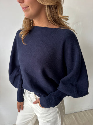 Soft boatneck navy knit