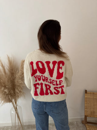 Love yourself beige knit