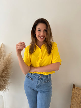 Yellow button loose top