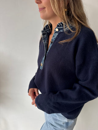 Denim details navy knit