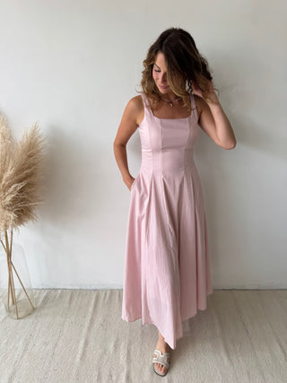 Pink flare maxi dress