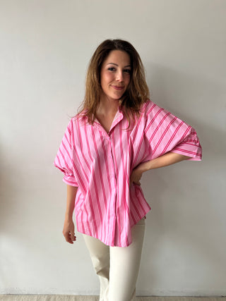 Pink fuchsia striped blouse