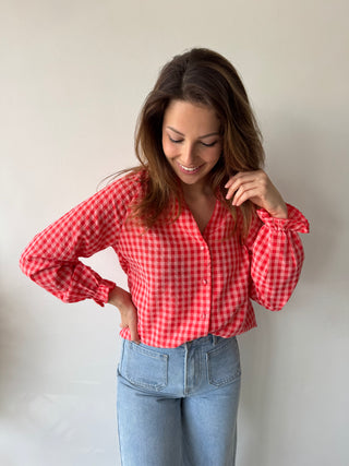 Coral vichy bouse